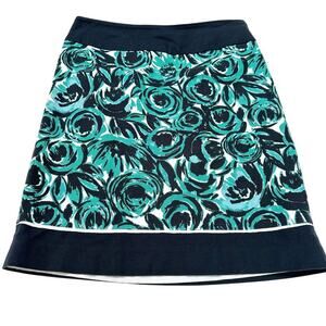 Ann Taylor Floral A-Line Skirt Size 8 – Green Navy  Cotton Blend